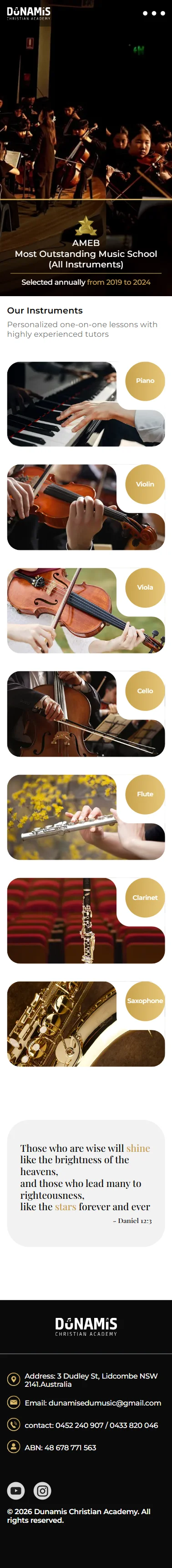 Dunamis Academy — mobile view