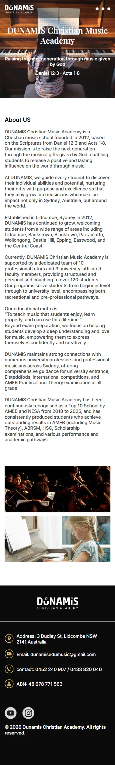 Dunamis Academy — sub design mobile