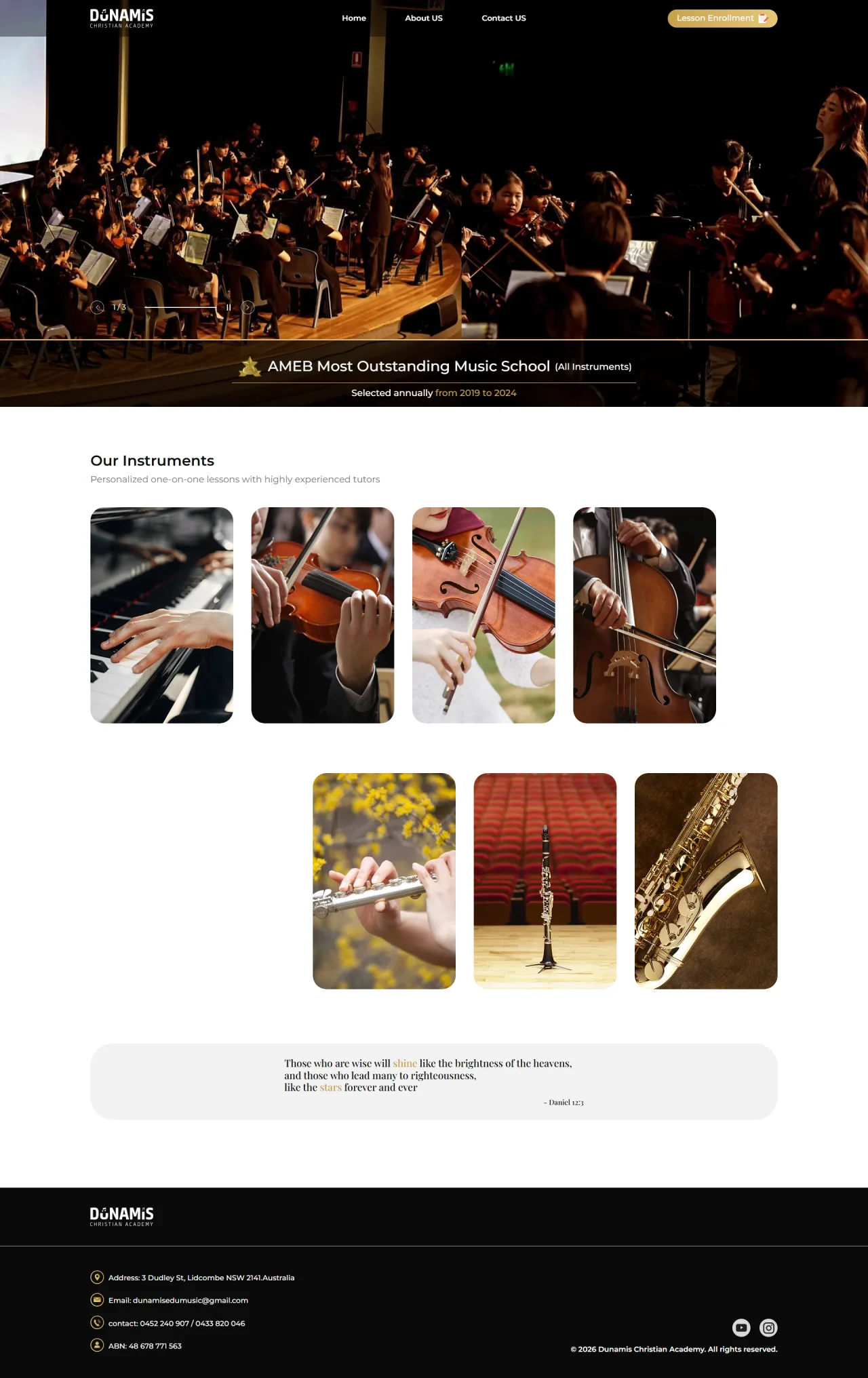 Dunamis Academy — desktop view