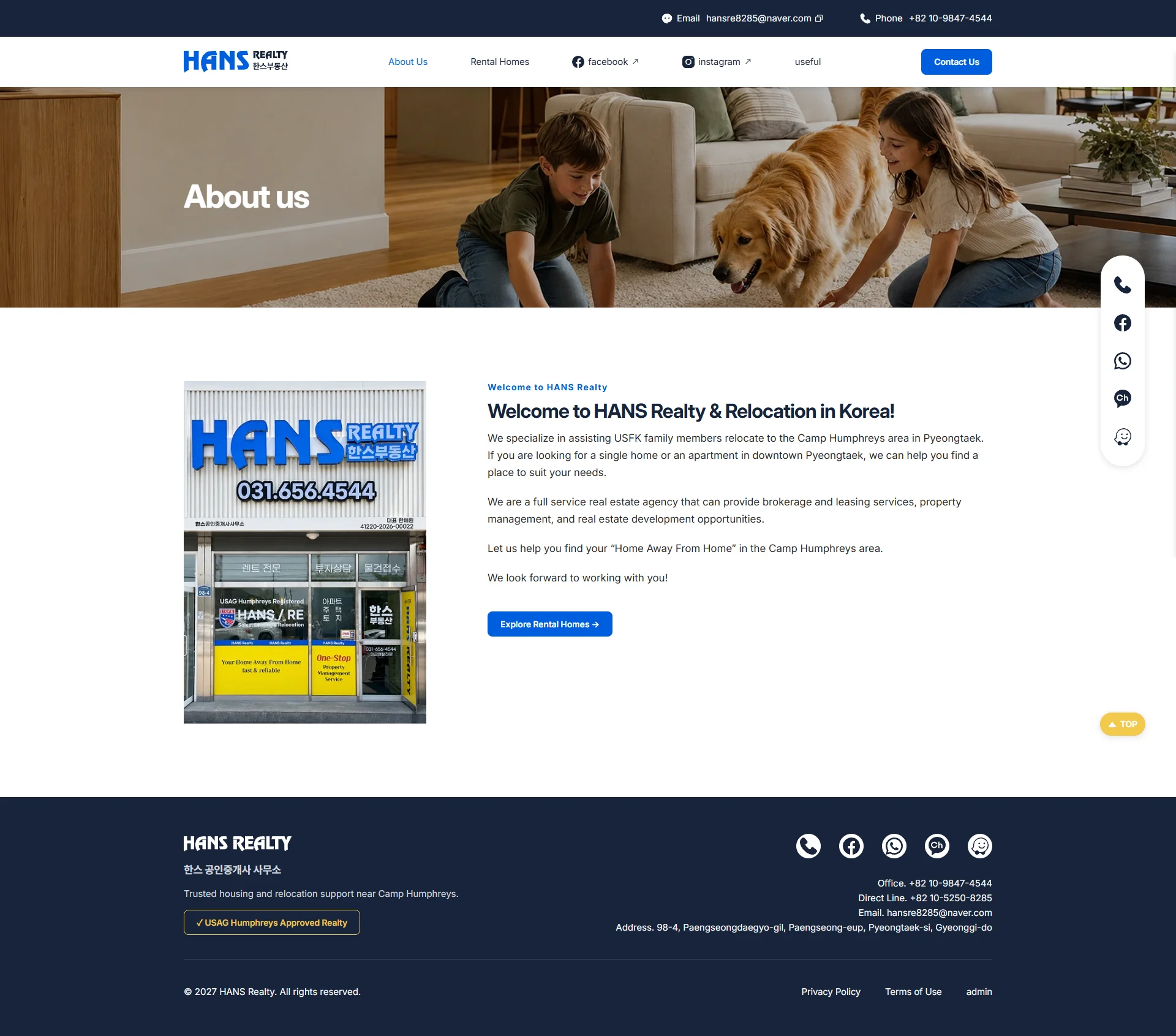 HANS REALTY — sub design desktop