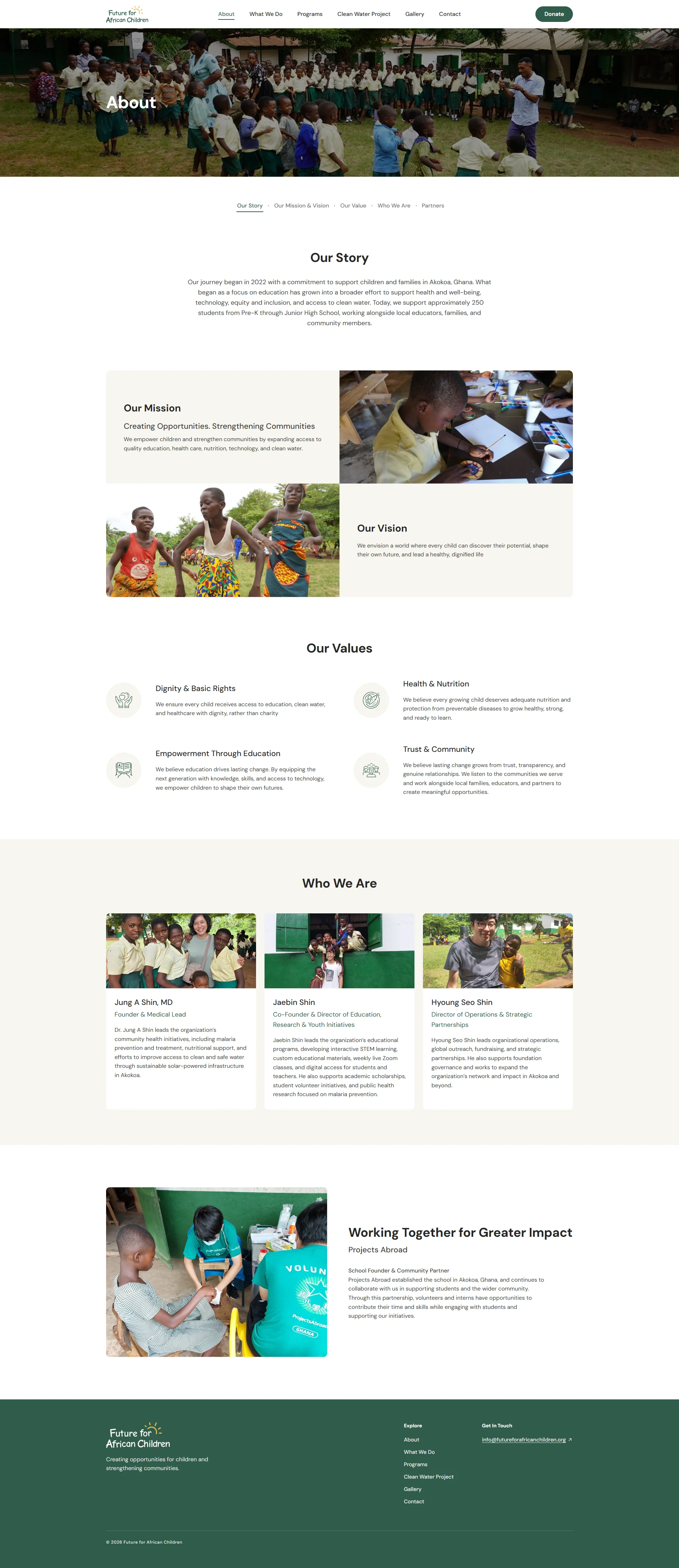Future for African Children — sub design desktop
